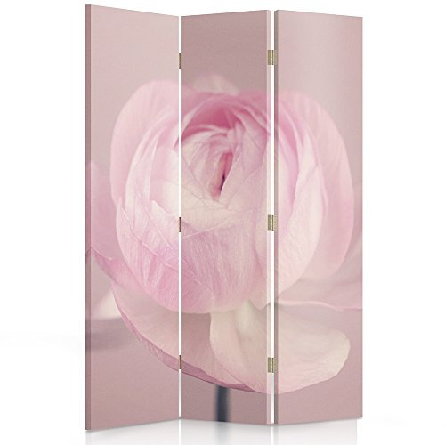 Il paravento stampato su telo,il divisorio decorativo per locali, unilaterale, a 3 parti (110x180 cm), FIORI, BOCCIOLO DI FIORE, NATURA, ROSA,