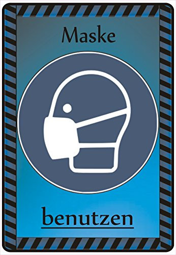 Schild Hinweisschild Hinweis Maske benutzen Gasmaske Mundmaske Gefahr SOS