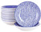 vancasso, Takaki 12 teilig Porzellan Suppenteller, Rund Tiefteller Set, Ø 21,5 cm, 700ML Blau