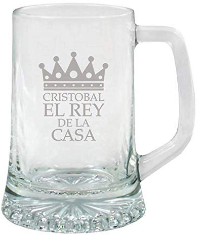 Regalo original para hombre: jarra de cerveza de cristal para 'el Rey de la casa' personalizada con nombre, el mejor regalo para cumpleaños o el Día del Padre