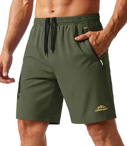 TACVASEN Men's Quick-Drying Training Shorts, Running Shorts, Breathable Sports Shorts with Zip Pockets