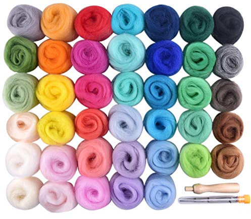 TUPARKA Filzwolle Märchenwolle Filzen Basic Kit für Nadelfilz Wolle DIY Handwerk Anfänger 40 Farben
