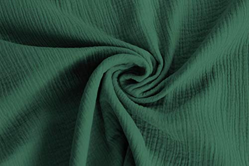 50x130cm Musselin Stoff uni Oeko-Tex zertifiziert Meterware Mulltuch Baumwolle, Farbe:dunkelgrün