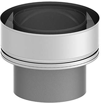 H&M New Line Edelstahlschornstein Schornstein Einzelteil doppelwandig Abgaskupplung DW zu EW Ø100mm Innendurchmesser 25mm Isolierung Übergang von einwandigem Rauchrohr