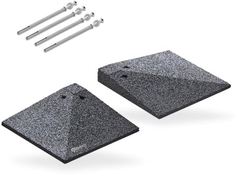 bepco Bordsteinrampen-Eckelement-Set (2 STK.) - Schrägen zum seitlichen überfahren - mit eingelagerten U-Scheiben und Befestigungselementen (4 cm, Eckstücke mit Befestigungen)
