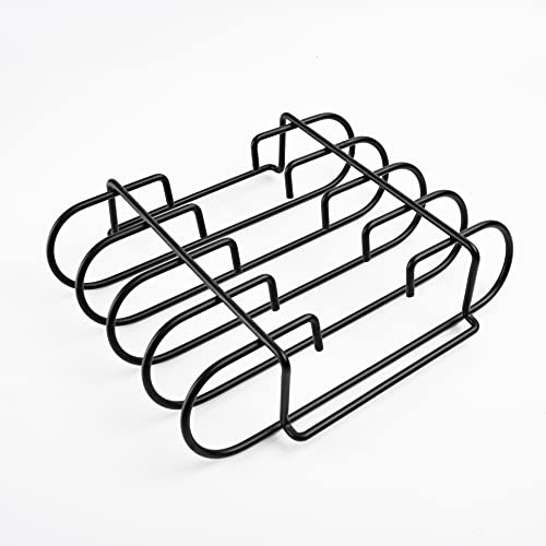 LOKHING Antihaft-Rippengestell für Schweinefleisch für Smoker, porzellanbeschichteter Stahl-Bratständer – für 4 Grillroste zum Grillen und Grillen von grünen Eiern, Primo- und Kamado-Keramikgrills