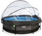EXIT TOYS Piscine Tubulaire Black Wood avec Dôme Multifonctionnel - ø300x76cm - Piscine Hors Sol Ronde avec Pompe Filtrante à Cartouche - Entrée Basse - pour l'eau Propre et Chaude - Noir