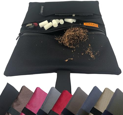 smoke shirt Tabaktasche original ZIPcure Aromaverschluss f. frischen Tabak Tabakbeutel f. alle Blättchen top Nylon Qualität, schwarz