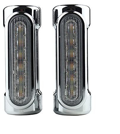 XIEJING Faro Moto,Fari Supplementari Switchback della Barra autostradale del Motociclo Che Guida la Luce Bianca con l'ambra a Turno per la Motocicletta Harley Touring Bikes Crash Bar (Color : Silver)