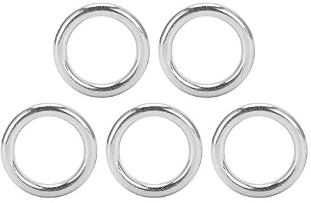Alomejor 5pcs Runde Ringe Edelstahl Glatt Geschweißter O-Ring für Campinggürtel, Hundeleinen, Hardware(3 * 15mm)