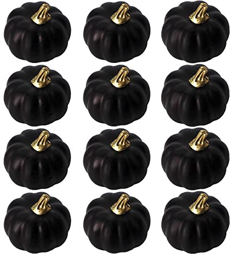 Set di zucche artificiali di Halloween e zucche nere per Halloween, decorazione autunnale, decorazione per la casa