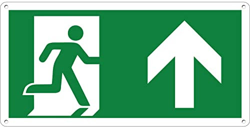 Salida de emergencia con flecha | Cartel de aluminio metal dibond de 3 mm de grosor (flecha de arriba)