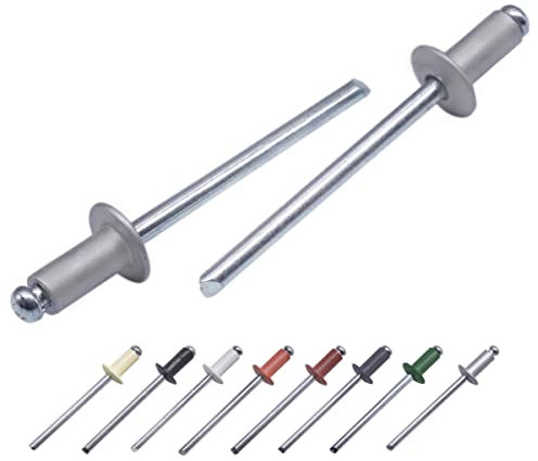 (500 Stück) Lackierte Blindnieten 4,0 x 10 mm, Kuppelkopf, DIN 7337, Aluminiumniete und Stahldorn, Popnieten (500, weißes Aluminium RAL 9006)
