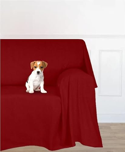 Farè - Telo Salva Divano - Copridivano IMPERMEABILE in tessuto arredo Antimacchia ideale per cani, gatti e bambini - Made in Italy | 350 x 270 cm | ARMOR bordeaux