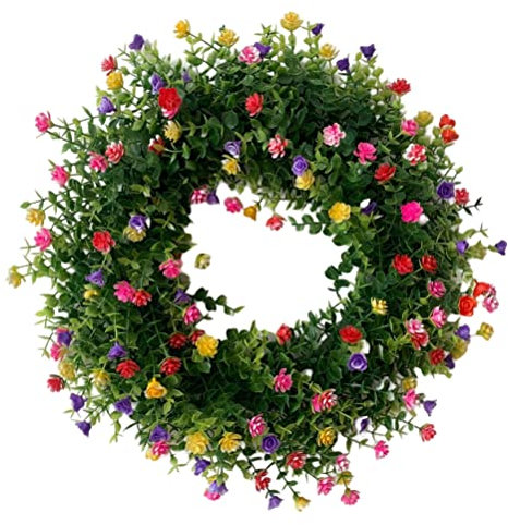 N//B Türkränze, 35 cm künstliche Blume mit Eukalyptusblättern, Blumenkranz für alle Jahreszeiten, Bauernhausparty, Wandbehang, Dekoration, Hochzeitsdekoration