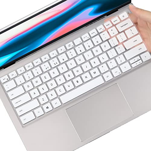 Keyboard Cover for 2022 2021 Dell Inspiron 13 & Inspiron 14 5000 7000 5310 5410 5415 5418 7415 7420 7425, lnspiron 16 2-in-1 5620 5625 7620,Dell Latitude 3320 3420 No Fingerprint Reader Models-White