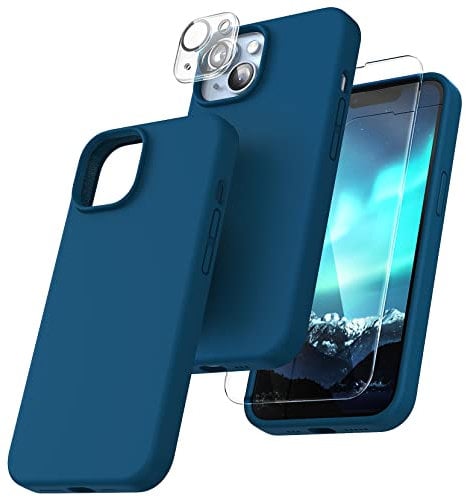 TOCOL Silicone for iPhone 14 Case 6.1-Inch, Liquid Silicone Multi-Color Slim Silky-Soft Touch Anti-Scratch Shockproof Protective Phone Cover, Midnight Blue