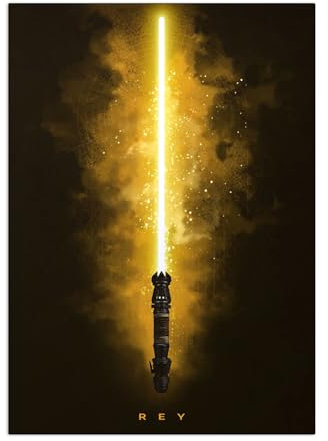 Displate Offiziell Star Wars MetallPoster Magnetische Befestigung Inklusive Lizenziert Bilder Hochwertiges Poster Star Wars - Lightsabers - Rey Poster 45 cm x 32 cm