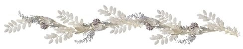 Ginger Ray White & Silver Artificial Foliage Berry Glitter Garland Christmas Fireplace Decoration, 1.8m, SIL-429
