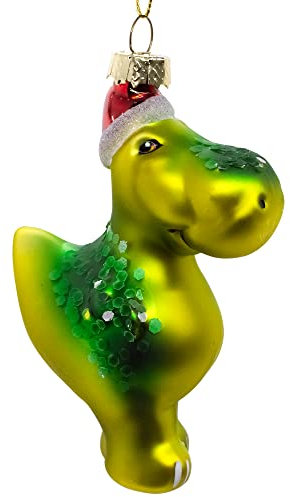 Lustiges Tier-Weihnachtsbaumschmuck | Glitzerakzente funkeln im Licht | Stockenente, Faultier oder Dinosaurier | weißer Elefant oder Ornament Austausch | Urlaubsdekoration (Dinosaurier)