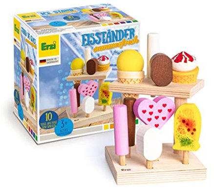 Erzi 10101 Eisständer summerfresh aus Holz, Kaufladenartikel für Kinder, Rollenspiele