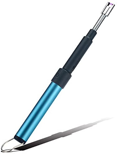BAILEYU Encendedor Eléctrico Arco Plasma USB Recargable Retráctil (29cm-70cm) Encendedor Superlargo para Vela Camping Barbacoa Cocina,Blue