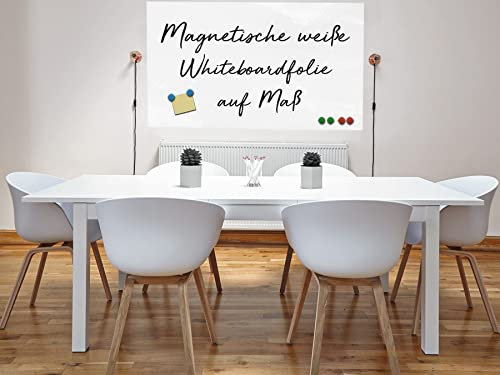 Whiteboardfolie | magnetisch & selbstklebend | Meterware | Rollenware | beschreibbar | Magnettafel | Magnetwand | Rahmenlos Whiteboard | für Hoch- und Querformat (DIN A4 (21x29,7cm)) Weiß