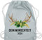 Turnbeutel Rucksack - Kompatibel Oktoberfest - Jahrgang 2024 - Hirschgeweih Weizen Hopfen - Unisize - Pastell Blau - tasche trachten-tasche bayern stoffbeutel bayrischer abend bayerisch name