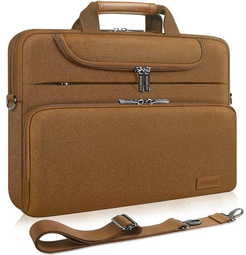 DOMISO 17 Pouces Imperméable Sacoche de Protection Ordinateur Portable Sac à Bandoulière pour 17-17.3 Notebook/Dell/Lenovo/Acer/HP/MSI/ASUS, Caramel