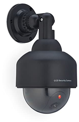 Relaxdays 10 x Kamera Dummy, blinkend, Innen- & Außenbereich, Einbrecher Abschreckung, Überwachungskamera Attrappe, schwarz