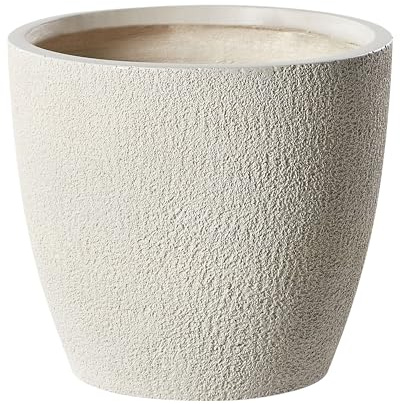 Beliani Cache-Pot d'Extérieur Ovale 36 x 36 x 32 cm en Fibre d'argile Blanc Cassé Kannia
