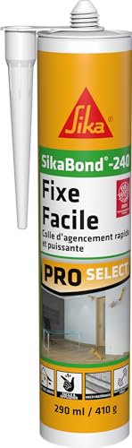 SIKA - Colle acrylique d’agencement - SikaBond-240 Fixe Facile blanc cassé - Intérieur, extérieur abrité - Multi-support - Maintien immédiat - 290 ml