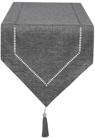 LLCUTESHOP Tischläufer Grau 32 x 270 cm Modern, Innovatives Design Einfarbig Leinen Tischläufer, Abwaschbar Hochwertiger Tischläufer Weizenohrdesign für Esszimmer Party Urlaub Dekoration
