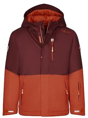 Trollkids Hallingdal Skijacke, Kastanienbraun/Dunkelorange, Größe 104