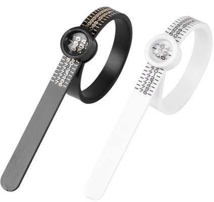 2 Piezas Medidores de Anillos, Herramienta de Medición del Tamaño de los Dedos con Lupa, Calibre Tamaños de Anillos de EU., Herramienta de Medición de Joyas para Hombres y Mujeres (Negro, Blanco)