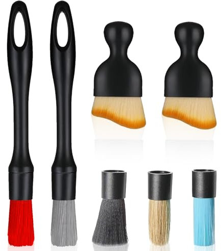 Zeuwets Cepillos Limpieza Coche, Brocha Limpieza Coche 7 Piezas, Cepillos para Detalles De Coche, Kit Car Care Cepillo de Detail para Limpieza del Interior Exterior,Motor,Llantas de Autos