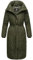 Navahoo Damen Wintermantel Warmer Steppmantel extralang mit Gürtel Mirenaa Dark Olive Gr. M
