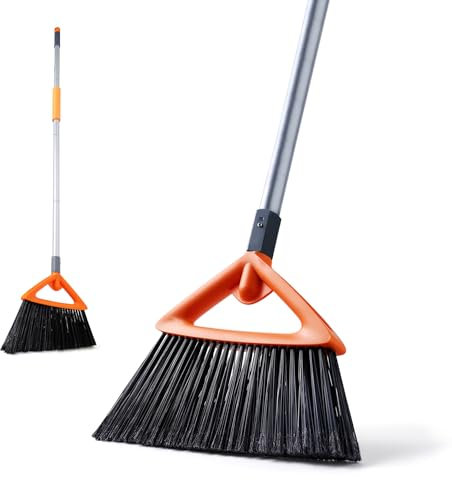 CLEANHOME Broom with handle,Upgraded Model Outdoor broom with four interlocking threaded rods, extendable to 122 cm, suitable for houses, outside,yard, garden, patio etc
