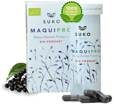 MAQUIPRO® - Probiotika & Präbiotika - Synbiotikum für Darmflora - Mit Bio-Maquibeeren Fruchtpulver, Lactobacillus plantarum 1 x 109 KbE pro Tagesdosis, 60 Kapseln - Vegan, Glutenfrei, Laktosefrei, Bio
