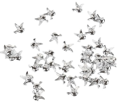 Oblique Unique® Tauben Konfetti Tischdeko für Taufe Kommunion Konfirmation Hochzeit Firmung Deko Junge Mädchen Streudeko Verzierung (Silber)