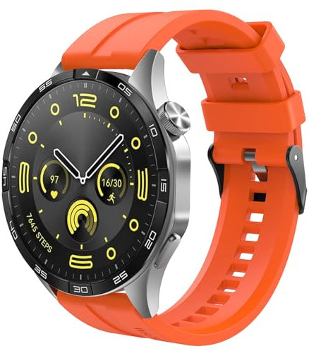 TiMOVO Bracelet de Montre Compatible avec Huawei Watch GT 4 46mm/GT3/GT3 Pro 46mm/Watch 4/4 Pro/3/3 Pro/GT 46mm/GT2/GT2 Pro/GT2e, Bracelets de Sport en Silicone Réglables, Orange