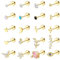 LOLIAS 14K Gold Studs Earrings for Women Men Flat Back Stud Earrings Gold Hypoallergenic Surgical Steel Earrings Set Star Moonstone CZ Screwback Earrings Cartilage Ear Piercing 20G
