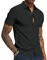 PJ PAUL JONES Camisa de manga corta para hombre, corte regular, sin planchado, camisa de negocios, camisa de verano, Negro-1., XL