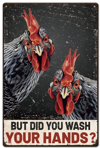 SUPERDANT Bathroom Metal Signs Did Wash Your Hands Tin Sign Bathroom Chicken Metal Wall Plaques Funny Signs for Toilet Vintage Decor Retro Wall Art for Man Cave Toilet Walls Decor