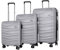 HANSEKOFFER Koffer Set 3 teilig · Reisekoffer mit Rollen · Hartschalenkoffer Set mit Zahlenschloss · Trolleys Handgepäck, Mittelgroß & Groß · Leicht · Silber