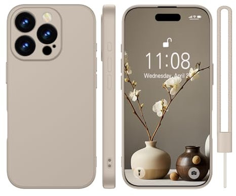 KPPIT for iPhone 16 Pro case silicone,iPhone 16 Pro Phone case shockproof 6.3,Full camera coverage Military-Grade Protection 360°,With hand strap slim Protective Case-Titanium Gray
