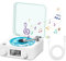 Mesen The Waves Vinyl Player, Waves Vintage Vinyl Record Player Speaker with Adjustable Lights, Built-in Ocean Lamp Digital Clocks Compatible with Bluetooth, TF, AUX Mode, for Bedroom, Party, Office