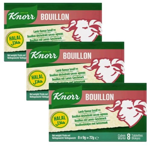 KNORR Lamb Flavoured Bouillon Soup Stock Seasonsing Cubes 72g HALAL (Pack of 3)