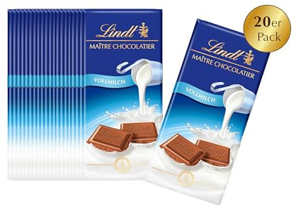 Lindt Schokolade Vollmilch | 21 x 100g Tafel | Aus zartschmelzender Vollmilch-Schokolade | Schokoladentafel | Großpackung