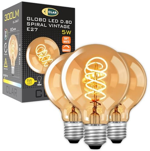 CLAR – Ampoule LED E27 Dimmable 5W 2200K, Compatible Variateur d’Intensité (Pack 3)